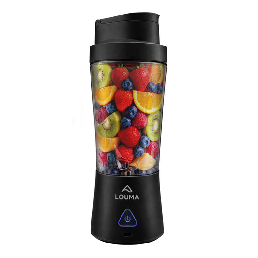 LOUMA Blender Portable 650ml – Mixeur Smoothie Rechargeable USB 6000mAh – 6 Lames Inox Puissantes – Sans BPA – Pour Smoothies, Shakes, Fruits & Glace – Mini Blender Sport & Voyage (Noir)