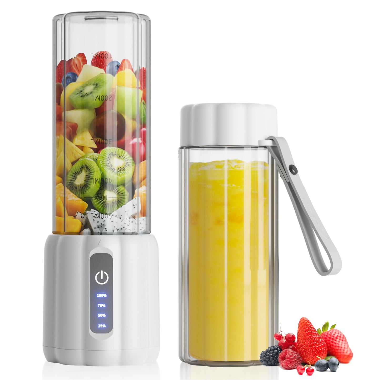 COKUNST Mixeur Portable pour Shakes et Smoothies, 22000 TR/min Puissant avec 6 Lames, 500 ml Mini Blender avec Couvercle de Voyage pour Cuisine, Salle de Sport, Bureau