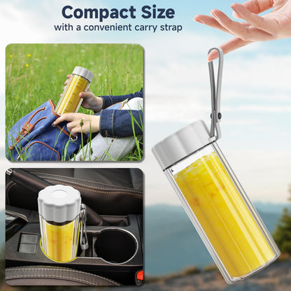 COKUNST Mixeur Portable pour Shakes et Smoothies, 22000 TR/min Puissant avec 6 Lames, 500 ml Mini Blender avec Couvercle de Voyage pour Cuisine, Salle de Sport, Bureau