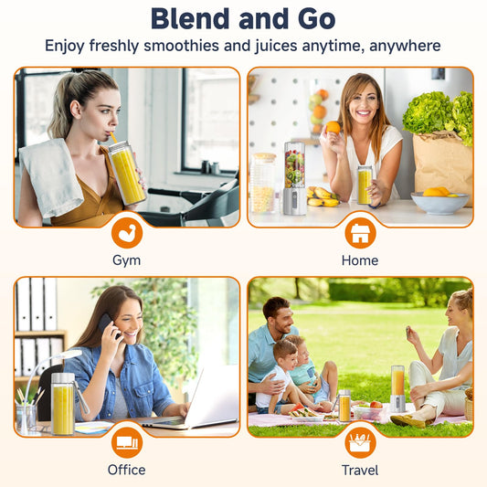 COKUNST Mixeur Portable pour Shakes et Smoothies, 22000 TR/min Puissant avec 6 Lames, 500 ml Mini Blender avec Couvercle de Voyage pour Cuisine, Salle de Sport, Bureau