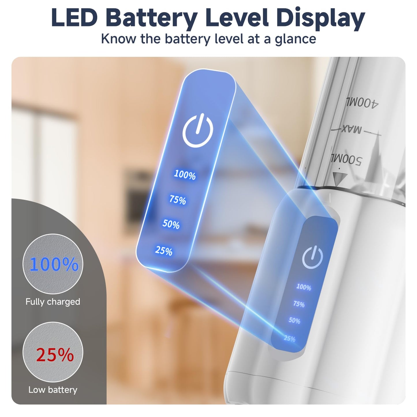 COKUNST Mixeur Portable pour Shakes et Smoothies, 22000 TR/min Puissant avec 6 Lames, 500 ml Mini Blender avec Couvercle de Voyage pour Cuisine, Salle de Sport, Bureau